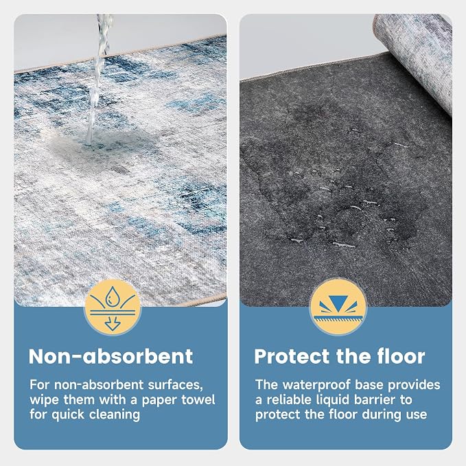 Office Chair Mat for Hardwood Tile Floor, 36"x48"Anti-Slip Under Desk Carpet Protector for Rolling Computer Chair Mat, Machine Washable Office Area Carpet (Chenille,Grey)