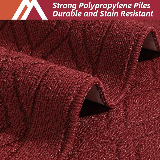 COSY HOMEER-Kitchen-Rugs-Non-Slip-Washable 24"x60" Absorbent Kitchen Runner Rugs Polypropylene Kitchen Mats for Floor,Sink Mat,Hallway,Laundry,Red
