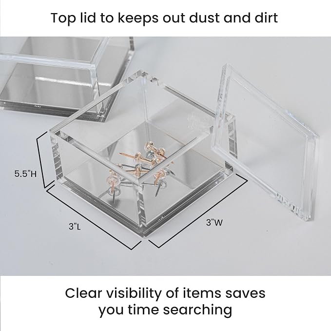 3-Tier Stackable Acrylic Holder, Clear with Silver Metal Base | Stylish desk organizer and storage for office or home, Transparent square design, Functional and elegant desk accessories