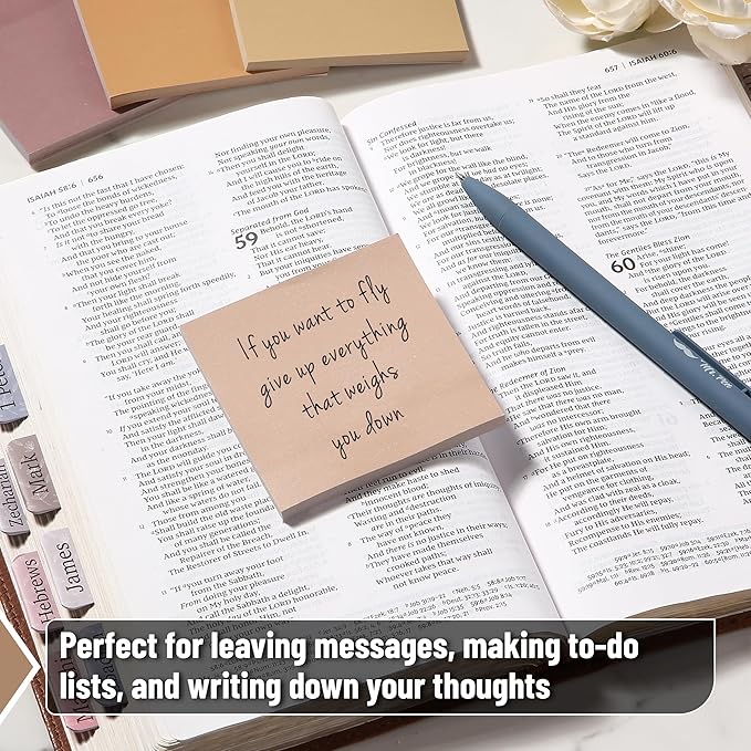 Mr. Pen- Sticky Notes, 3”x3”, 12 Pads, 600 Sheets, Vintage Brown Sticky Notes 3x3, Stocky Notes for Bible Journaling