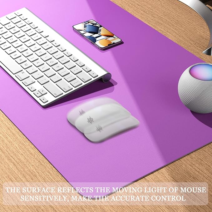 YSAGi Non-Slip Leather Desk Pad, Waterproof Laptop Computer Desk Keyboard Mat, Table Protector Blotter Mat, Large Mouse Pad for Office/Work/Home/Decor(Purple, 23.6" x 13.7")