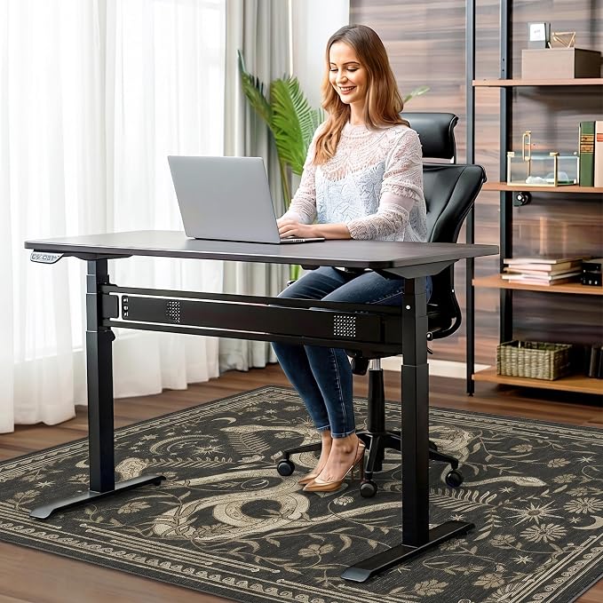 48"x60" Office Chair Mat for Hardwood Tile Floor, Under Desk Carpet Protector for Rolling Computer Chair Mat, Machine Washable Area Rug, Anti-Slip 1/5" Thick Low Pile Thin Vinyl Floor Mat, Snake