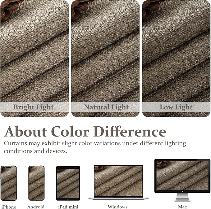 Greyish Beige Double Layer Linen Blackout Curtains 96 Inches Long for Bedroom, Memory Trained Pinch Pleated Insulated Rustic Windows Curtain Room Darkening 40x96 Inch Length Oak Taupe Drapes 2 Panels