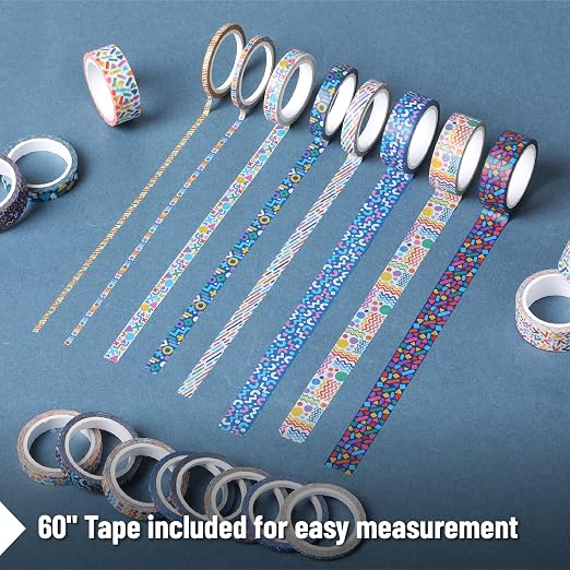 Mr. Pen- Washi Tape Set, 21 Rolls, Assorted Sizes, 5 Yards/Roll | Washi Tape for Scrapbook, Arts, Crafts, Journals and Planners, Geo Labyrinth