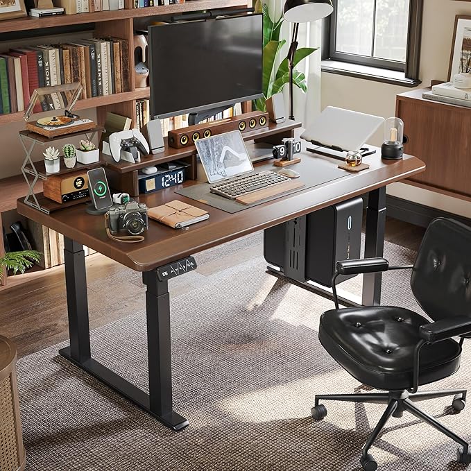 4-Leg Standing Desk Frame Dual Motor, Electric Adjustable Legs Compatible Desktop Size 39″-79″, 264 lbs Weight Capacity, Anti-collision Detection Stand Up Desk Frame Workstation, Black Frame Only