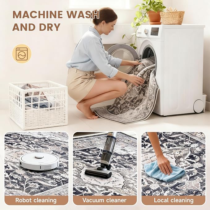 Office Chair Mat for Hardwood Tile Floor, 48"x60"Anti-Slip Under Desk Carpet Protector for Rolling Computer Chair Mat, Machine Washable Office Area Carpet (Chenille,Brown)