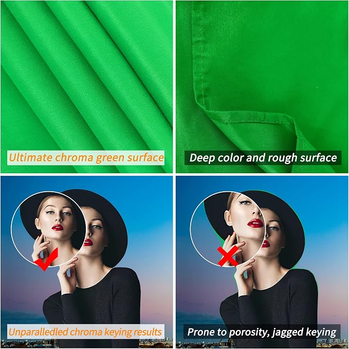 GFCC Green Screen Backdrop Background - 7x10FT Photography Backdrop Photo Background Screen for Video Recording Greenscreen Picture Photoshoot