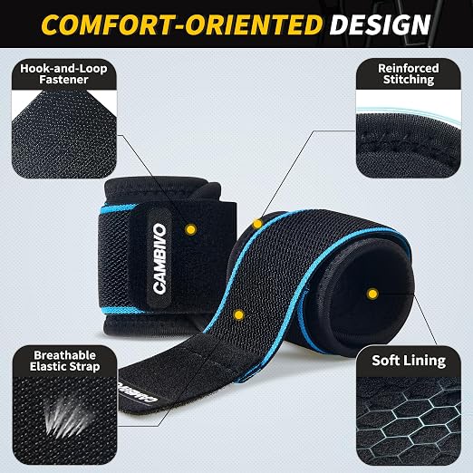 CAMBIVO Wrist Brace 2 Pack, Adjustable Compression Wrist Support for Carpal Tunnel, Tendonitis Pain Relief, Wrist Wraps for Weightlifting, Gym Fitness, Sleeping Night Support, Men Women