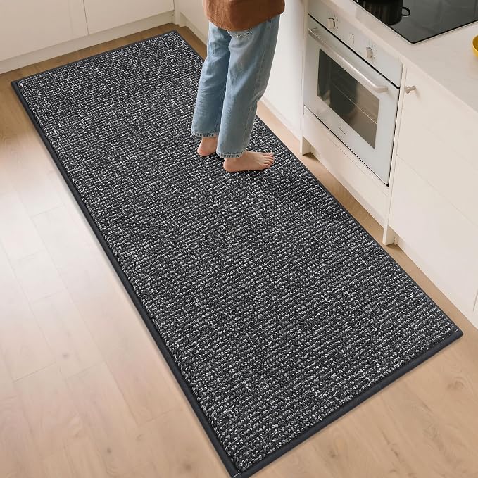 BEQHAUSE Kitchen Runner Rugs 32"x72", Non-Slip Kitchen Mats for Floor, Super Absorbent and Stain Resistant Kitchen Rug, Machine Washable Rugs for Kitchen, Hallway, Laundry & Sink, Charcoal