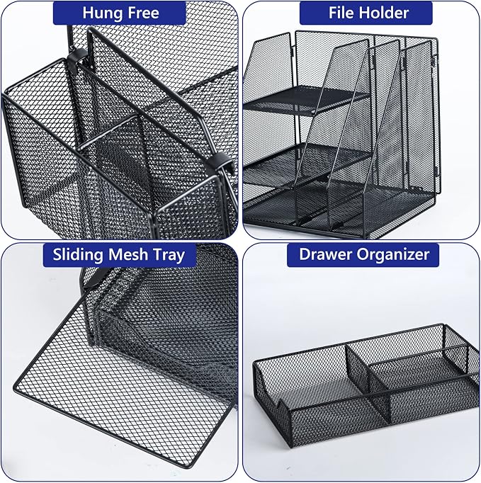 Topwey Desk Organizers and Acceessories for Office School Study | 2-Tier Paper, Letter Tray, 1 Drawer and 2 Pen Holder