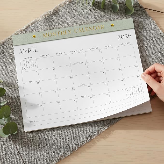 Aesthetic 2026-2027 Desk Calendar - Runs From January 2026 Until July 2027 - Minimalistic Office Desktop/Wall Calendar 14.5"x11.5" for Easy Organizing