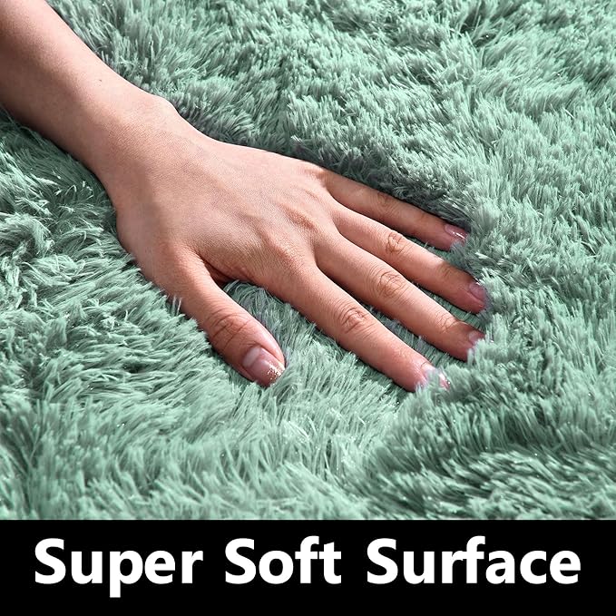 Awaytail Sage Rug Collection - 3 x 5' Non-Slip Height Pile 1.4" Plush Rug Rubber Backing - Throw Rugs Carpet for Bedroom