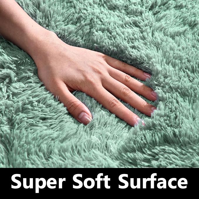 Awaytail Sage Rug Collection - 2 x 3' Non-Slip Height Pile 1.4" Plush Rug Rubber Backing - Throw Rugs Carpet for Bedroom