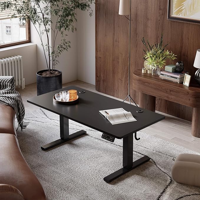 YIHAYO Low Height Adjustable Desk, Lifts 18.1-28.3 Inches, Electric Standing Desk for Short People, 48 x 24 Inches Computer Table with Splice Board for Home Office, Black
