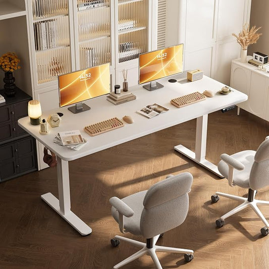 Monomi 79" Electric Standing Desk for Home Office - Large Adjustable Height Desk with 178 lbs Weight Capacity, 3 Memory Presets, Quiet Motor, Anti-Collision (White)