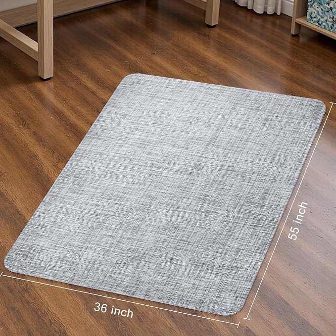 Sycoodeal Office Chair Mat for Hardwood & Tile Floor,Computer Gaming Chair Mat for Rolling Chairs Non-Curve, Anti-Slip, Heavy Duty Floor Protector for Home Office,Grey (36" x 55")