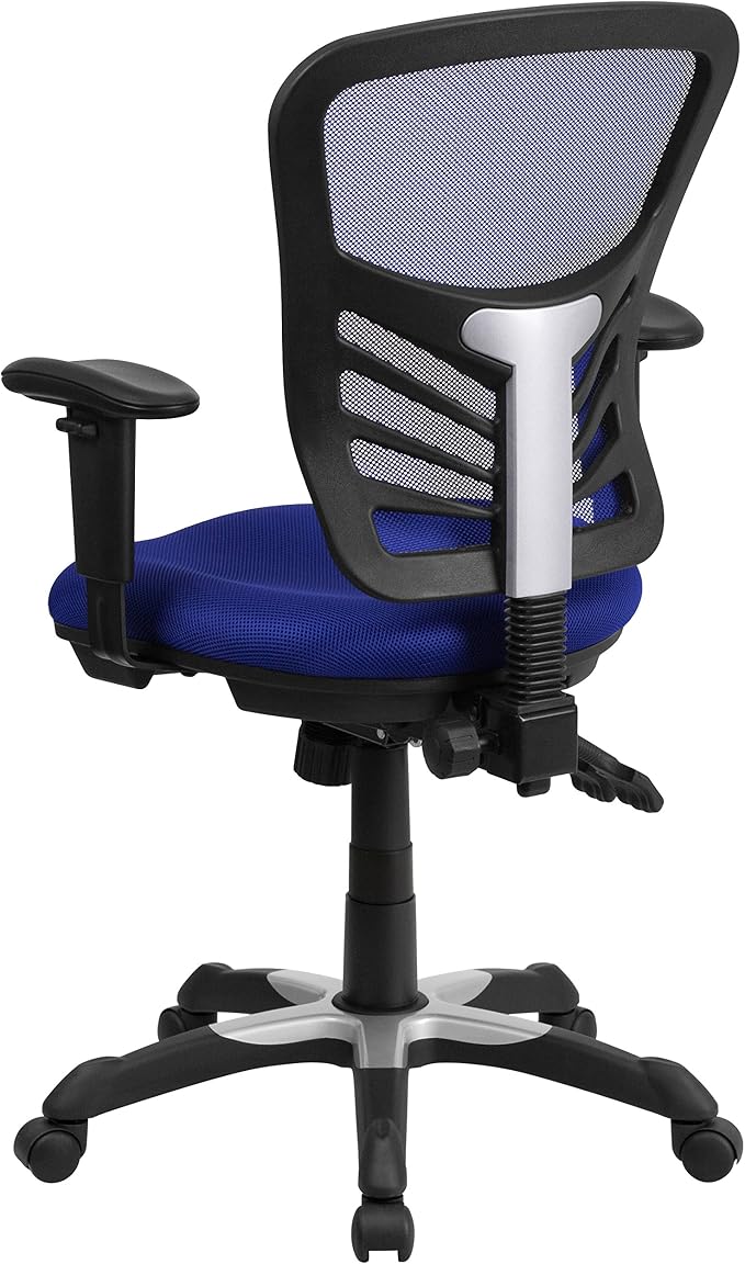 Flash Furniture Nicholas Mid-Back Swivel Office and Gaming Chair, Ergonomic Mesh Office Chair with Adjustable Lumbar Support and Height, Blue