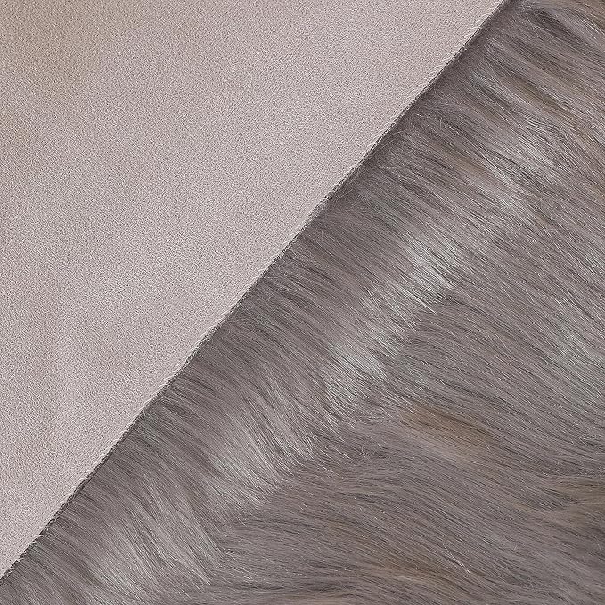 linmopm Faux Fur Rug Sheepskin Grey Shag Fluffy Fuzzy 5x7 ft Rugs for Bedroom Bedside Bed Floor Living Room Plush Rectangle High-Density Cushion Carpet Super Sofa Cover