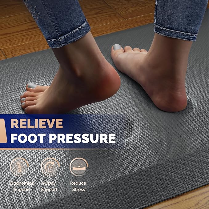 FEATOL Anti Fatigue Mat for Standing, 9/10 Extra Thick Ergonomic Standing Desk Mat, Comfort Memory Foam Standing Mat at Home,Office All Day (20" x 39", Gray, 1PC)