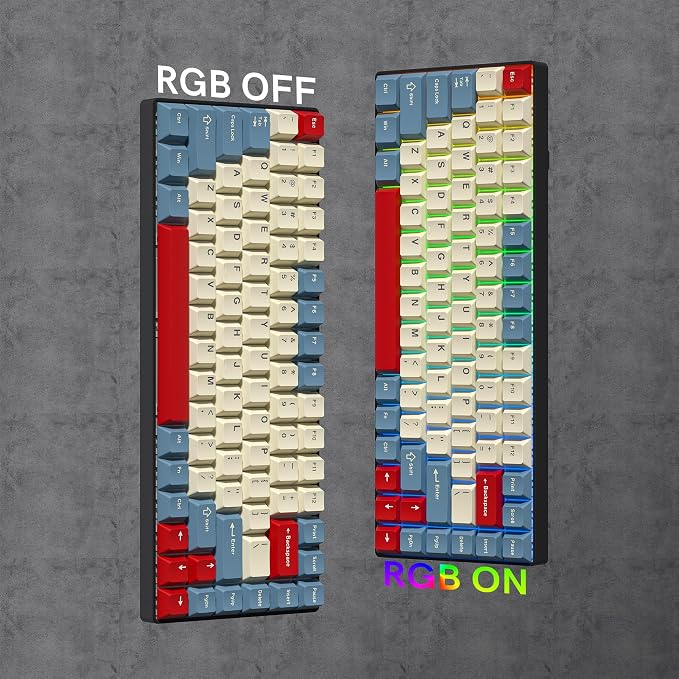 PBT Keycaps Set, Doubleshot 137 Key Caps,Cherry Profile Custom Keycap for 61/64/68/84/87/100/104/108 Mechanical Keyboard, Compatiability for 60 65 75 100 Percent Keyboads (White Blue Red)