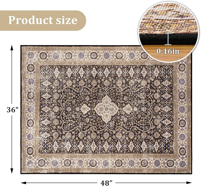 Office Chair Mat for Hardwood Floor, 48"x36" Easy Glide Computer Desk Mat Protector for Rolling Chair Under Desk Rug Nonslip Backing, Machine Wash (Modern)