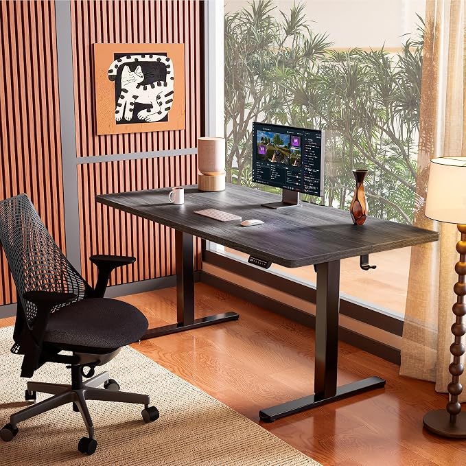 ErGear Height Adjustable Electric Standing Desk, 44 x 24 Inches Sit Stand up Desk, Memory Computer Home Office Desk, Grey