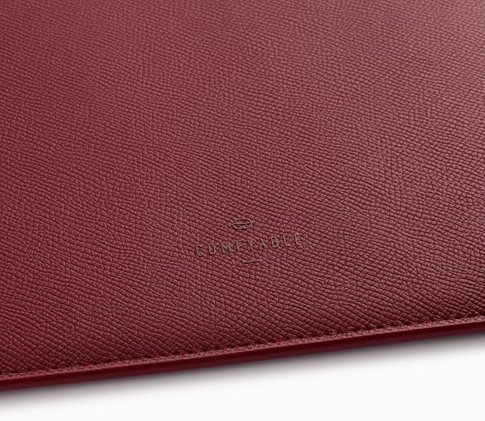 Comfyable Laptop Sleeve 13 Inch Precisely Compatible with MacBook Air M5 2026 & MacBook Pro/Neo A18, Genuine Leather Cover Case, Wine Red
