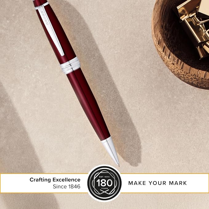Cross Bailey Refillable Ballpoint Pen Presented in a Premium Gift Box - Medium Point, Black Ink, Red