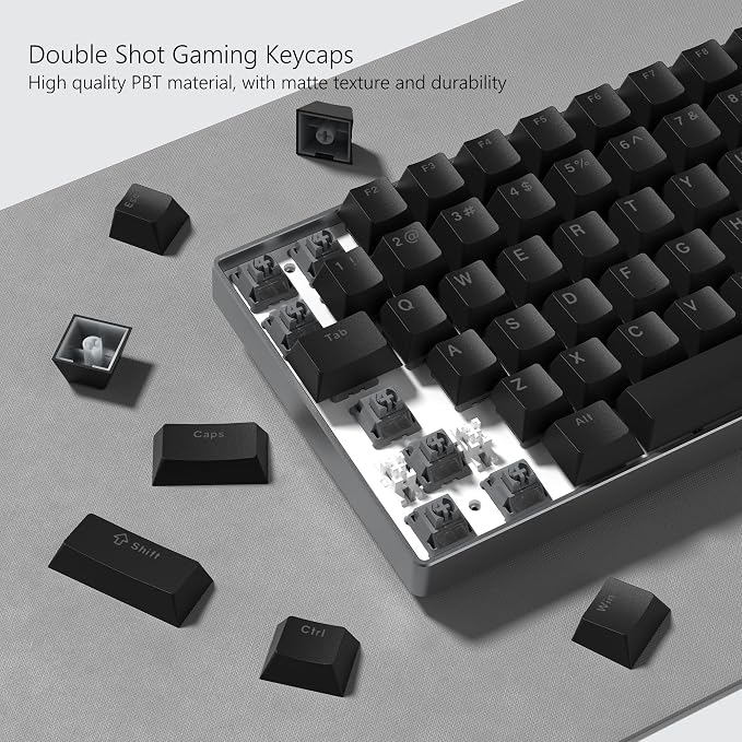 Womier Black Keycaps for Mechanical Keyboard, Shine Through Key caps PBT Custom Keycap Doubleshot, Universal Compatiability for 60 75 100 Percent Cherry Gateron MX Switches Keyboard, Black