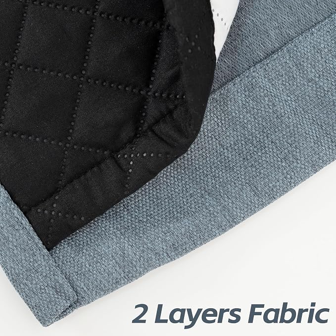 DriftAway Blackout Soundproof Thermal Insulated Linen Textured Curtains with Quilted Thermal Lining for Cold and Heat Blocking Noise Reducing Daytime Sleep 1 PC 52 Inches by 86 Inches Dusty Blue