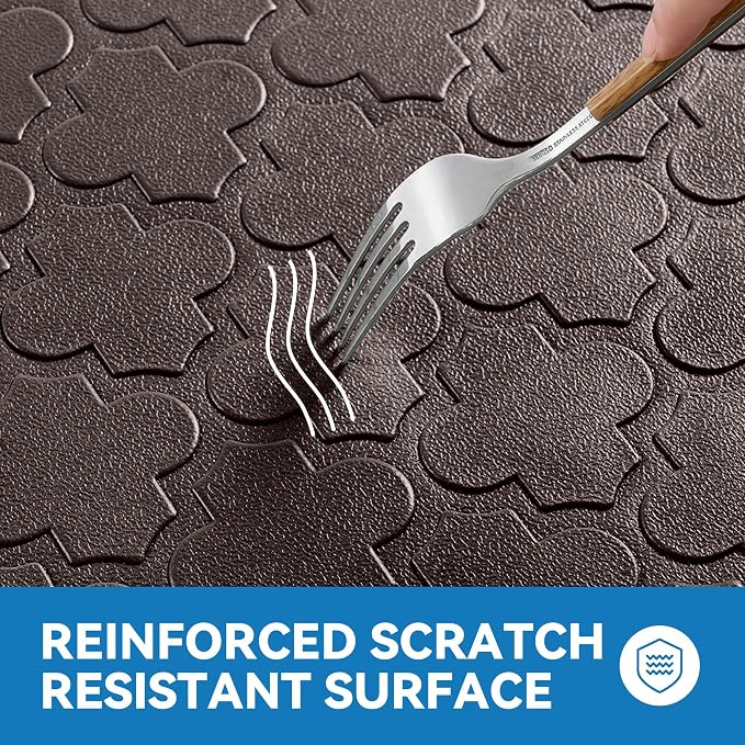 Kitchen Mat Cushioned Anti Fatigue for Floor, Non-Slip Waterproof Comfort Rug for Kitchen Sink, Standing Desk & Laundry, 17.3"x29", Chocolate