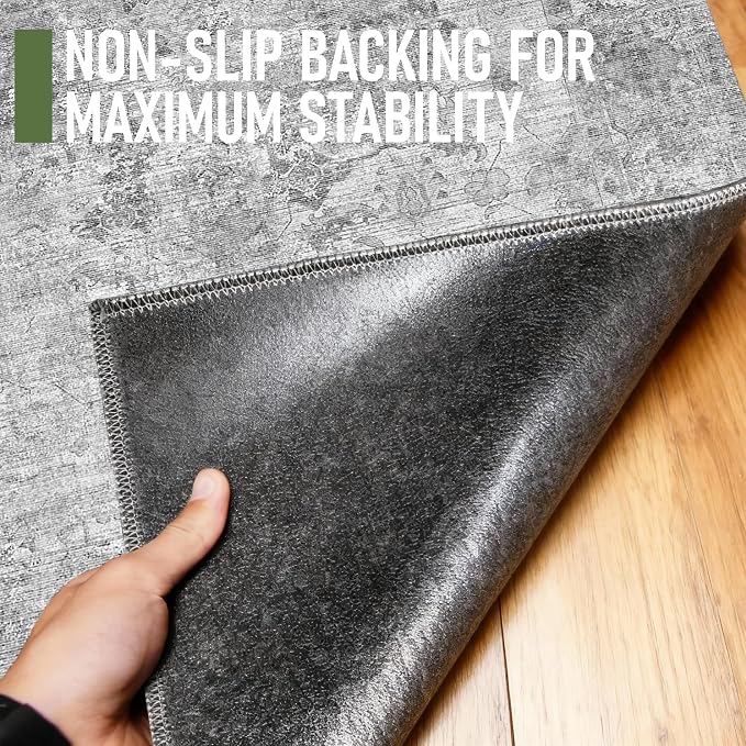 Office Chair Mat for Hardwood Floor, 48"x60" Desk Chair Mat for Home Office, Anti-Slip Under Desk Mat for Rolling Chair,Floor Protector Washable Rugs for Gaming Chairs-Light Grey