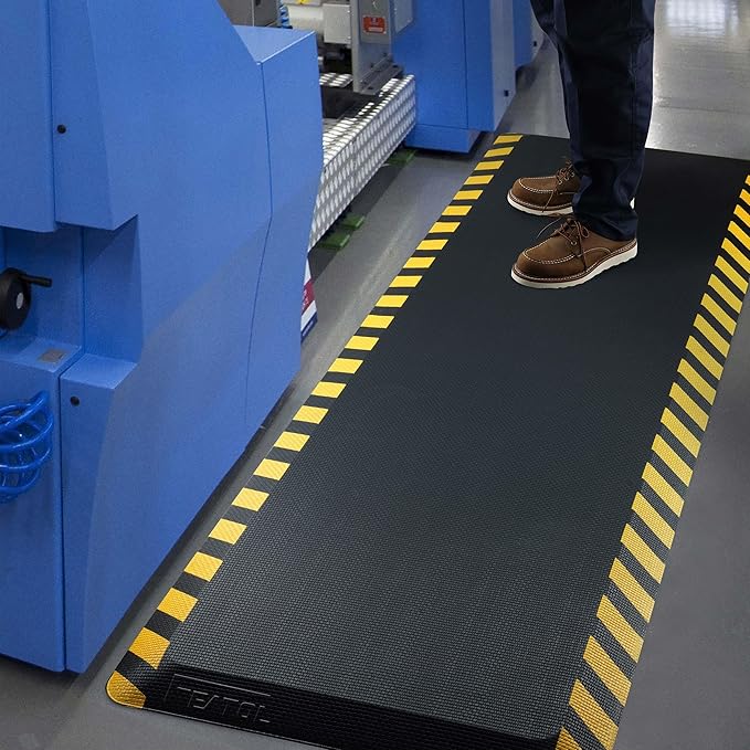 FEATOL Anti Fatigue Mat Industrial, Ergonomic Standing Floor Mat for Work for Stand -Safety Support for Leg & Back Pain(Yellow Border, 24" x 36", 1PC)