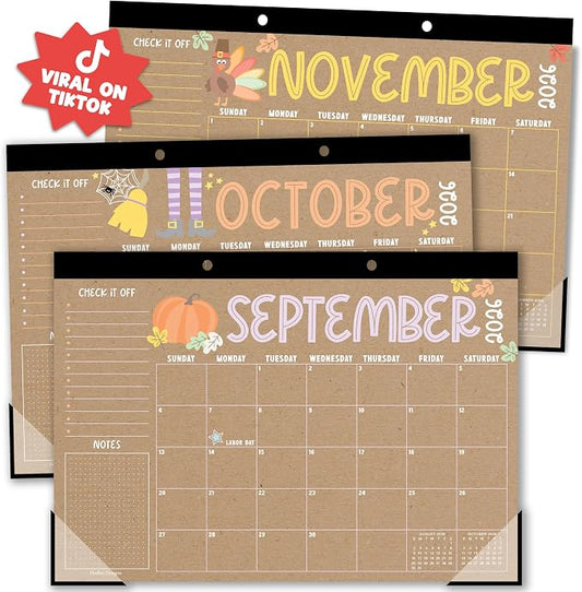 Hadley Designs Large Teacher Desk Calendar 2026-2027 - Desktop Calendar 2026, 18-Month Desk Calendars for Home, Office & Classroom, Cute Classroom Must Haves, Back to School Teacher Gifts