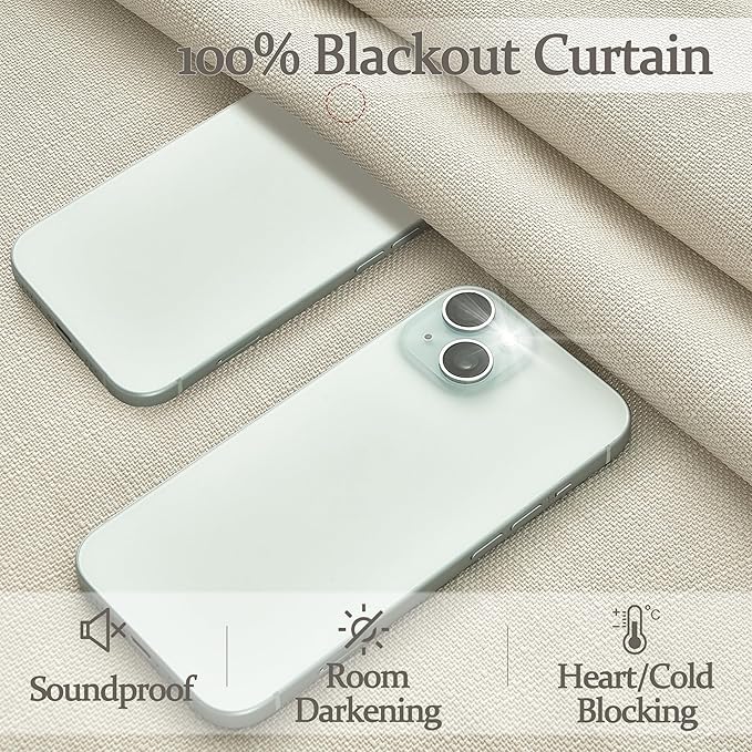 Cream Beige Floor to Length Tall Curtains & Drapes 108 Inches Long 2 Panels for Living Room, Lush Pinch Pleated Linen Blend Black Out Thermal Curtain for Sliding Glass Doors 40 x 108 Inch 2 Layer Burg