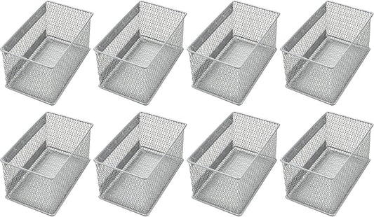 YBM HOME Magnetic Basket Storage Organizer with 16 Strong Magnets for Metal Desk, Fridge, Whiteboard, and Wall Locker Accessories, Medium (8-Pack)