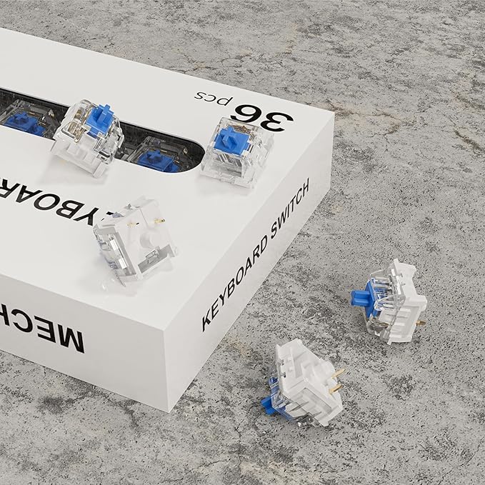 Zhouwang 90PCS Blue Clicky Mechanical Keyboard Switches,3-Pin Hot-Swappable Pre-Lubricated Switches with 2 Kailh Switches,Crisp Click Sound,for Gaming Keyboards & 3D Print Accessories