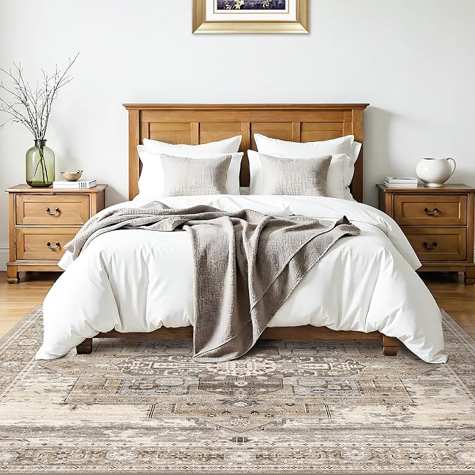 RUUGME Living Room 7x7 Square Rug - Area Rugs for Living Room Stain Resistant Carpet Soft Rugs for Married Woman in Bedroom Kitchen Dining Room with Non Slip Backing Home 7x7 Beige