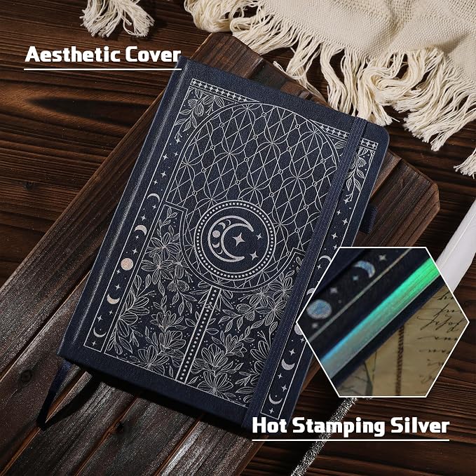 TIEFOSSI Dotted Journal Notebook, 160gsm 190 Numbered Thick Paper, A5 Hardcover Dotted Grid Diary for Women Men Work Writing, Journaling, Drawing, 5.8 x 8.3 in