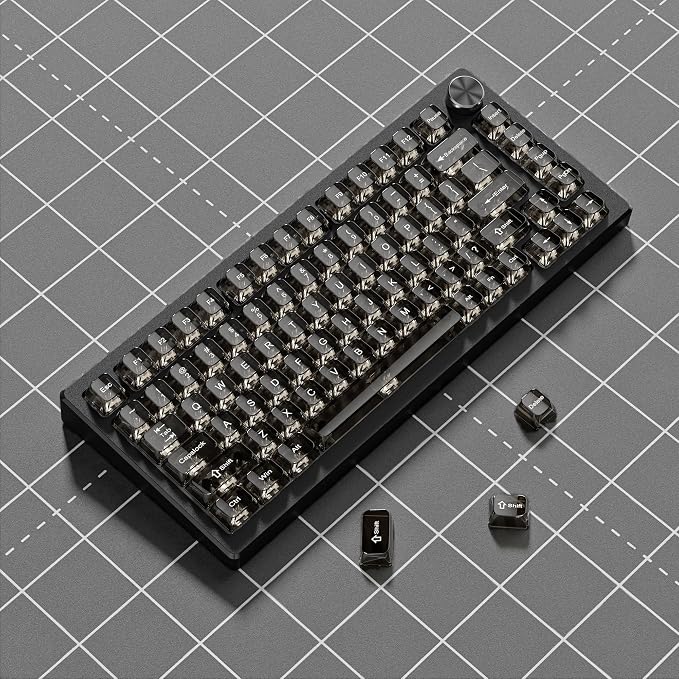 dagaladoo Clear keycaps,Transparent Keyboard keycaps,Jelly Key caps Set,Shine Through keycap，MDA Profile Keyboard caps for Mx Switches Mechanical Keyboard(Black)