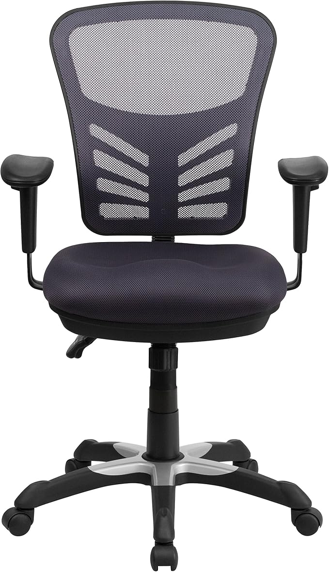 Flash Furniture Nicholas Mid-Back Swivel Office and Gaming Chair, Ergonomic Mesh Office Chair with Adjustable Lumbar Support and Height, Dark Gray