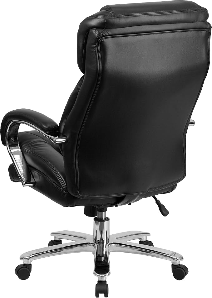 Flash Furniture Hercules Series LeatherSoft Swivel Office Chair with Loop Arms, Ergonomic High-Back Executive Chair with Padded Seat and Arms, Black