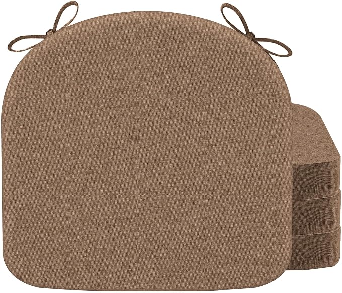 Nordjager Chair Cushions for Dining Chairs, 4 Pack Memory Foam Cushion | 2.5" Thick Chair Cushion; Waterproo Surface with 17" x 16" Size for Kitchen & Dining Chairs, Secure Ties and Washable Cover.