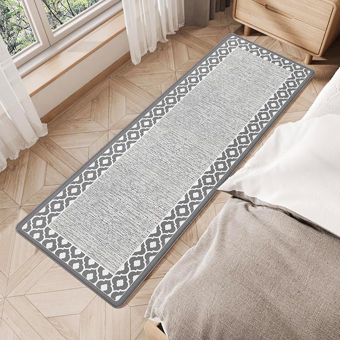 Anti Fatigue Kitchen Rug Kitchen Floor Mats Cushioned Anti Fatigue Memory Foam Kitchen Rugs Padded Kitchen Floor Mat Non Slip Washable Kitchen Mats for Floor Laundry Office Sink 17.3"x47.2" Grey