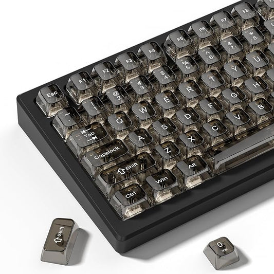 dagaladoo Clear keycaps,Transparent Keyboard keycaps,Jelly Key caps Set,Shine Through keycap，MDA Profile Keyboard caps for Mx Switches Mechanical Keyboard(Black)