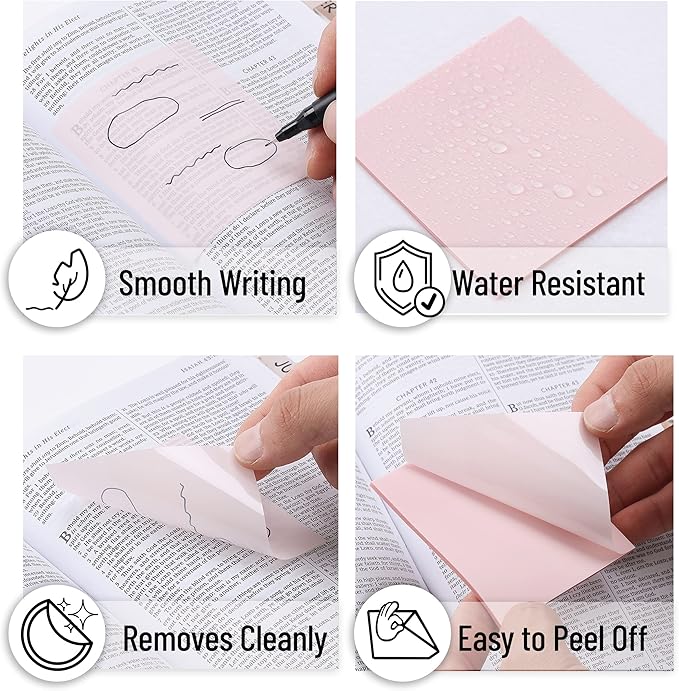 Mr. Pen- Pastel Transparent Sticky Notes, 200 pcs, Bible Sticky Notes, Planner Tabs, Stocky Notes for Bible Journaling