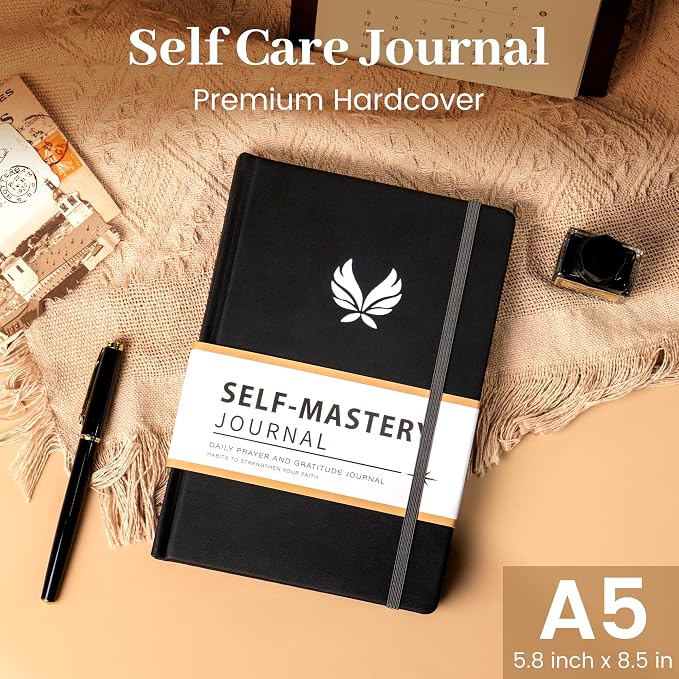 Yoment Gratitude Journal for Men 13-Week Guided Productivity 5 Minute Daily Journal with Prompts for Mindfulness, Mental Health & Productivity - Guided Self Care Gift, Black