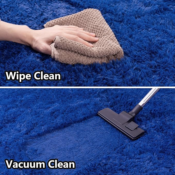 Awaytail Dark Blue Rug 2x3 - Small Rugs for Living Room Height Pile 1.4" Plush - Fuzzy Throw Rugs for Bedroom - Navy Blue