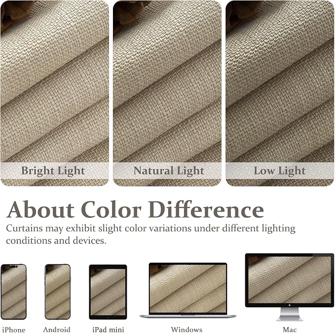 Natural Blackout Pleated 88 Inch Viral Curtains for Nursery, Memory Shape Thick Linen Sound Blocking Privacy Neutral Windows Drapes 2 Panels Set Warm Beige Thermal Kids Room Darkening Curtain Back Tab
