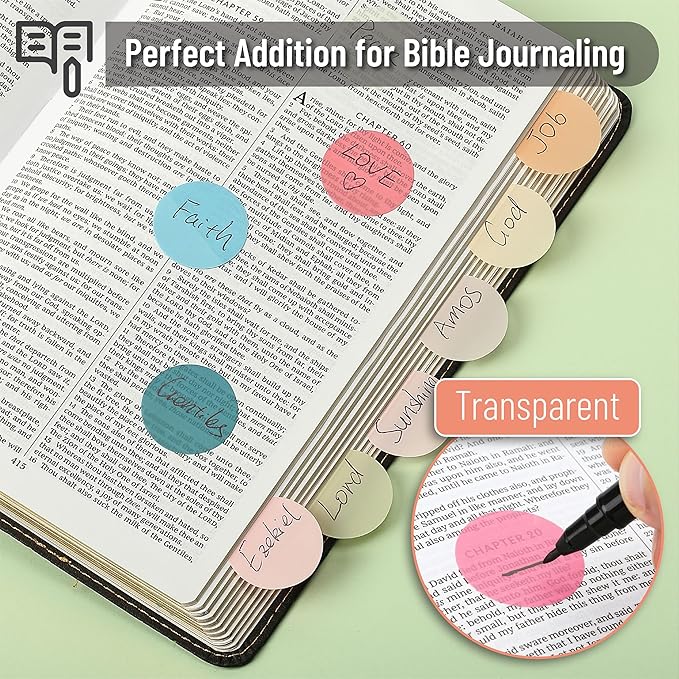 Mr. Pen- Round Transparent Sticky Notes, 560 Pcs, Pastel Colors, Round Translucent Sticky Notes, Stocky Notes for Bible Journaling